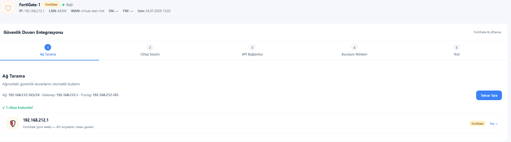 FortiGate / pfSense entegrasyon sihirbazı